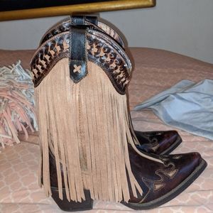Dingo Brown leather fringe boots